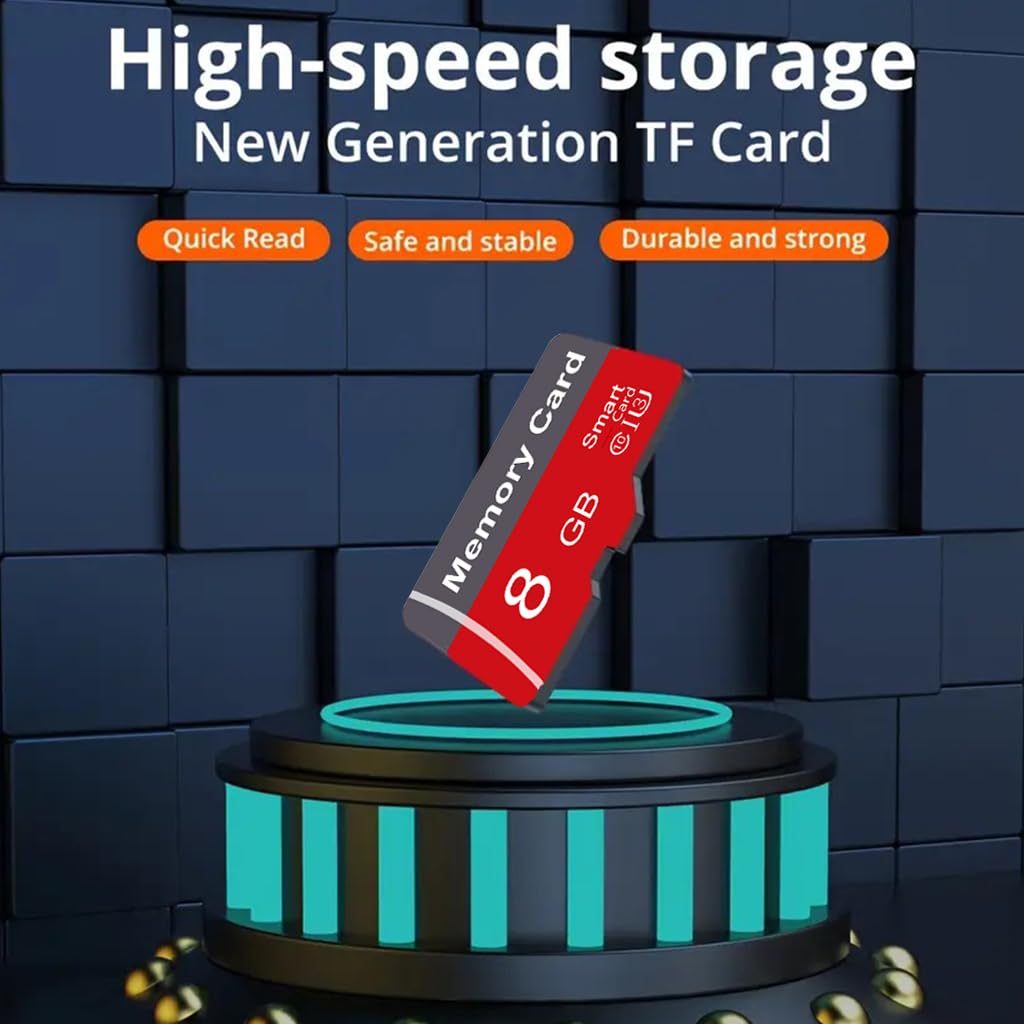 Karta pamięci 8 GB z adapterem, karta TF o wysokiej prędkości, UHS-I C10 A1, karta pamięci TF do tabletu, telefonu komórkowego, aparatu, samochodu, audio, konsoli do gier, 2 szt
