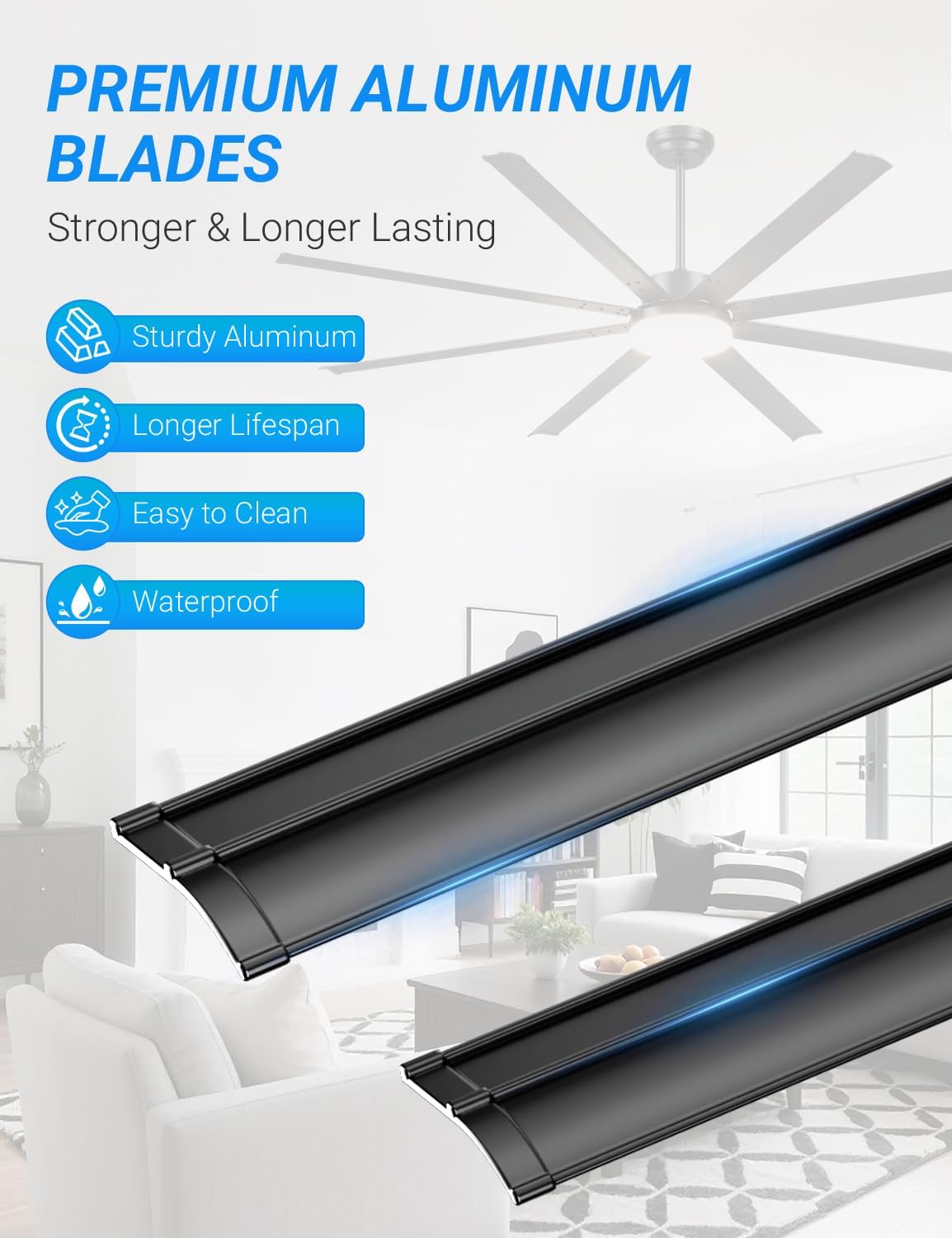 Carrefour Smart Ceiling Fans with Lights and Remote, 88 Inch Large Ceiling Fan No Light Option, 6 Speed Quiet DC Motor, APP and Wall Control, 3 CCT Dimmable, 8 Aluminum Blades for Indoor Outdoor