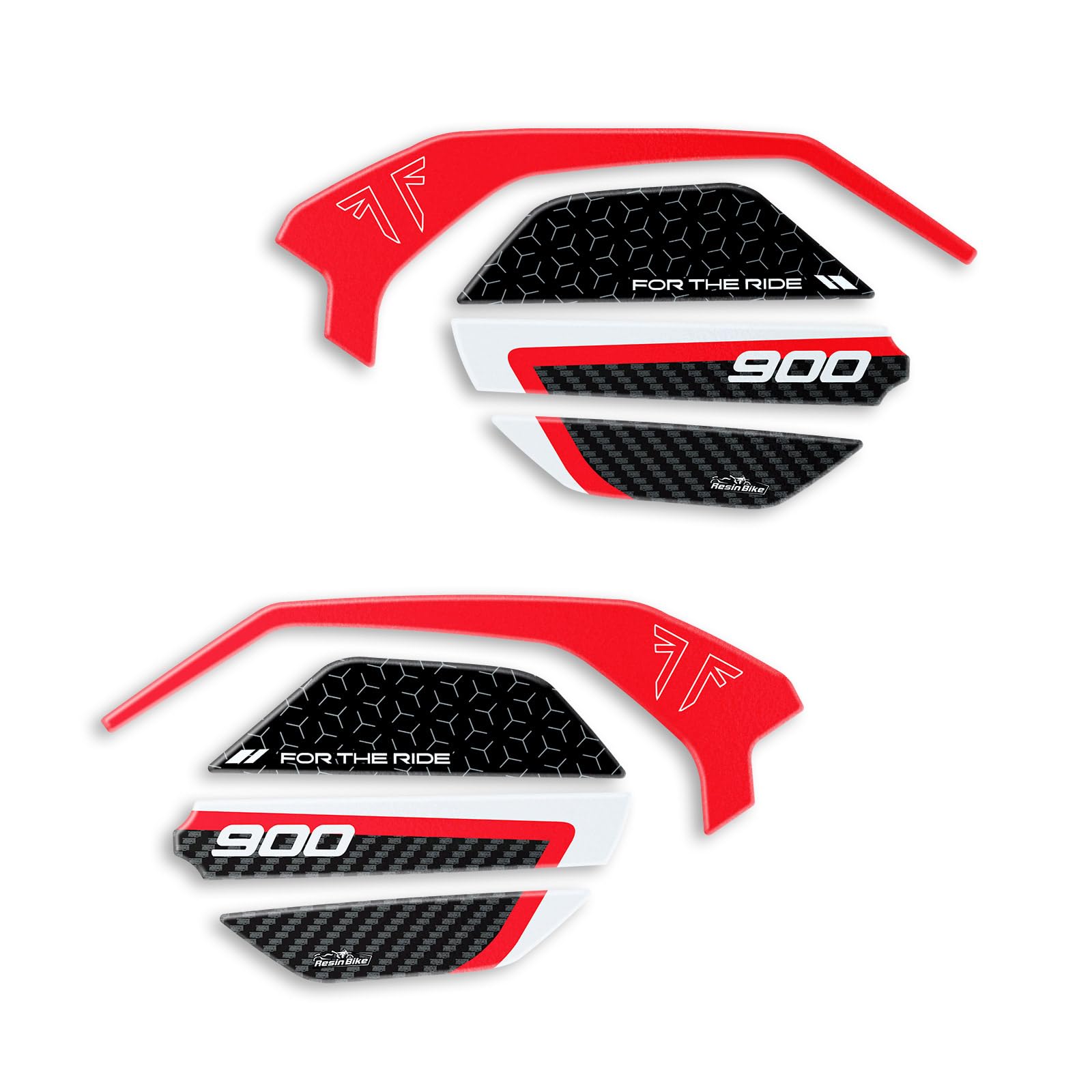 Resin Bike Adhesivos de Moto Compatibles con Triumph Tiger 900 2024. Protección Paramanos de Choques y Arañazos de Moto. Pegatinas 3D Resinadas Made in Italy
