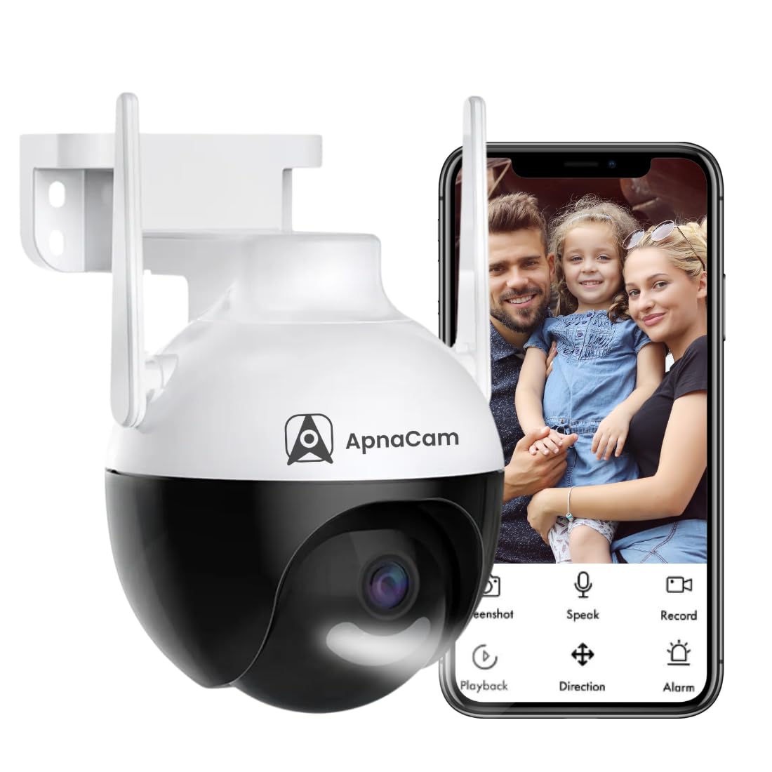1080p Full HD Outdoor PTZ Wi-Fi Camera| Alarm | Motion Alert | Color Night Vision | SD Card Support | Two-Way Audio | 360° Pan & Tilt
