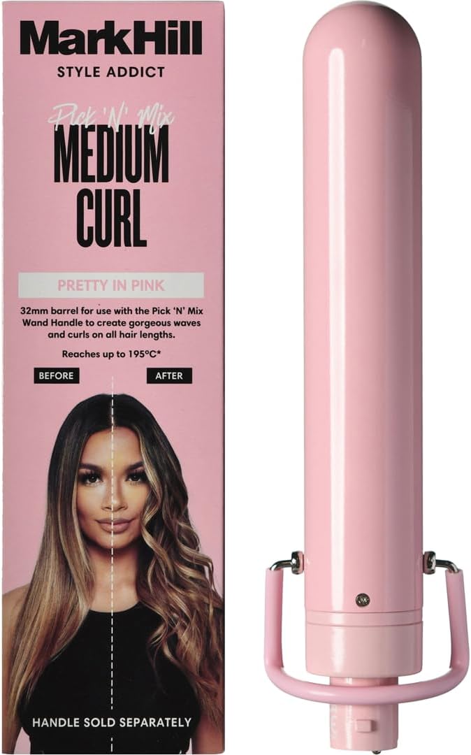 Mark Hill Pick 'N' Mix Interchangeable Curling Wand - Medium Curl Barrel - 32 mm - Pink (Handle Sold Separately)