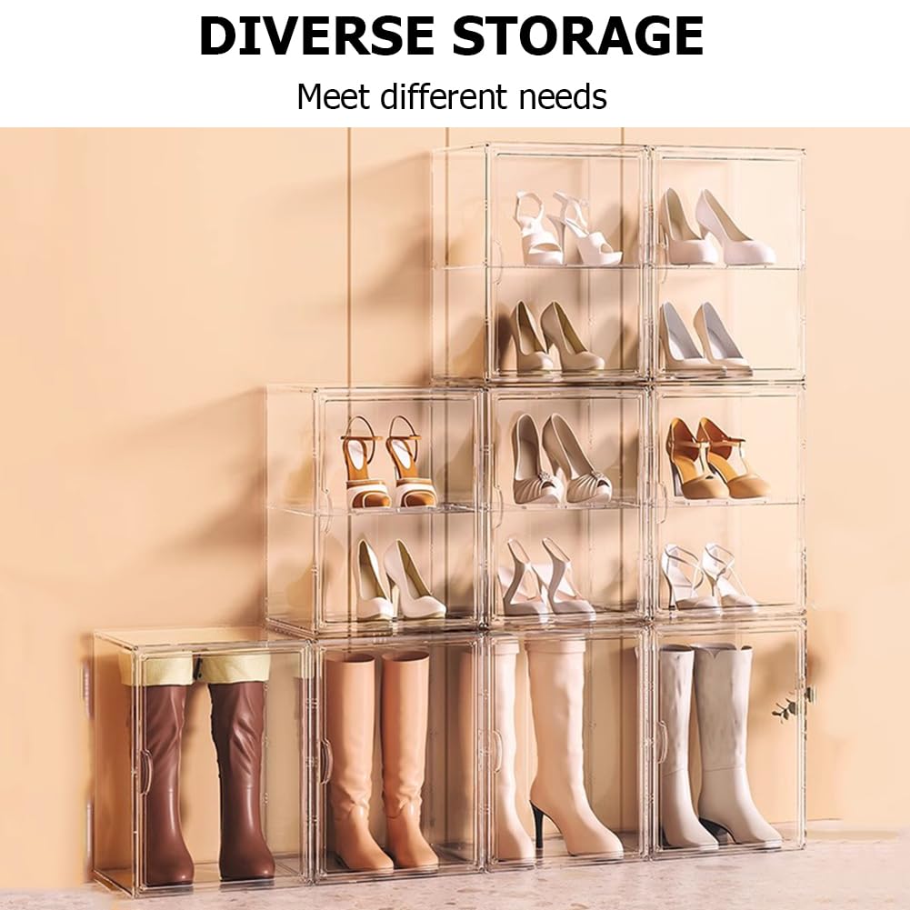 Scatola per scarpe in acrilico trasparente, impilabile, per scarpe da ginnastica, stivali, con coperchio, versatile, per scarpe, borse e libri, 1 pezzo