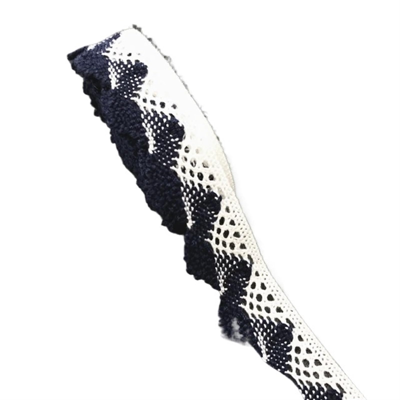 Cintas de Encaje 10 Yardas de Tela for Coser Prendas de Vestir, Color Marfil, Crema, Ribete Negro, algodón, Tejido de Encaje de Ganchillo, Cinta, Accesorios Hechos a Mano(07)