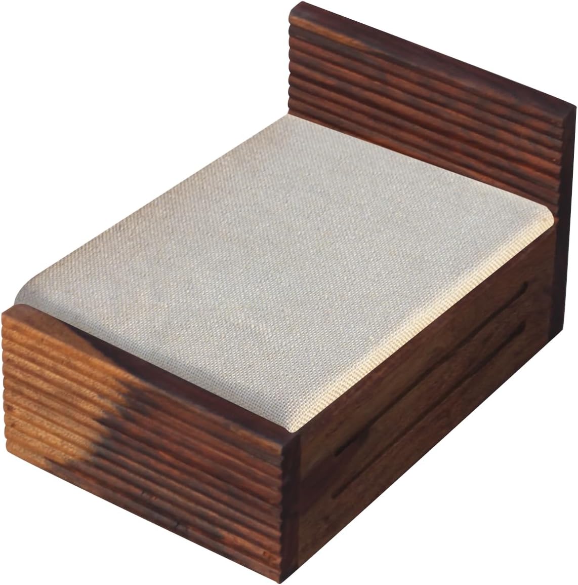 Liner Wooden Laddu Gopal Bed(20.32 cm W x 25.4 cm L x 22.86 cm H), Natural Colour, Sheesham Wood, CNC Cutting, Swastik Design, Storage Available, Cushion Mattress (Lineac)