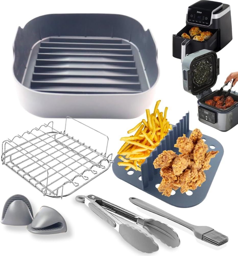 8pcs Square Silicone Air Fryer Liner for Ninja Air Fryer AF180UK, ON400UK, Cosori air fryer