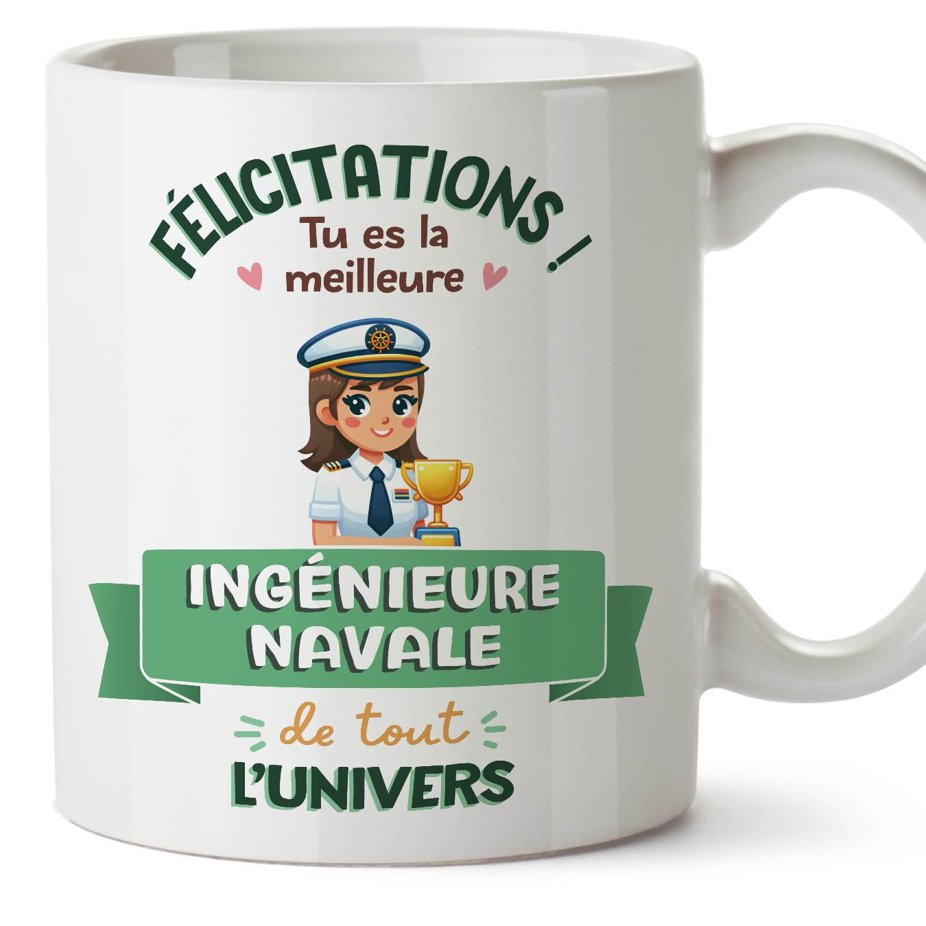 MUGFFINS Naval Engineer Woman Mug - in French - Meilleur Univers Trophée - Funny Gift for Colleagues - Ceramic 11oz Mug — image 1