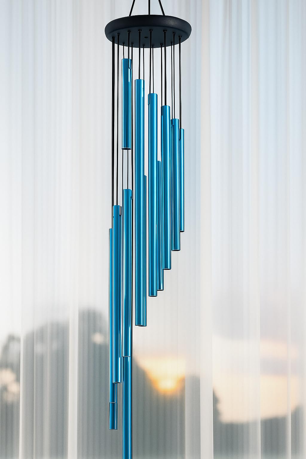 Paradigm Pictures 18 Pipe Wind Chime for Home | Blue Color Big Wind Chimes | Home Decor Items | Home Decoration Gift Items | Balcony, Garden & Indoor Hanging Decoration