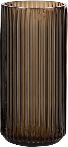 WHJY Jarrón cilíndrico de vidrio marrón, florero vintage, florero de vidrio soplado a mano, decoración para decoración de centro de mesa de comedor,