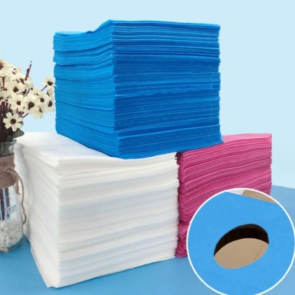 100PCS Disposable Headrest Covers for Massage Bed – Single Use Oval Shape Face Cushions for SPA, Salon, Hospital, Home Use (Massage Tables/Chairs) 100PCS Disposable Headrest Covers for Massage Bed – Single Use Oval Shape Face Cushions for SPA, Salon, Hospital, Home Use (Massage Tables/Chairs)