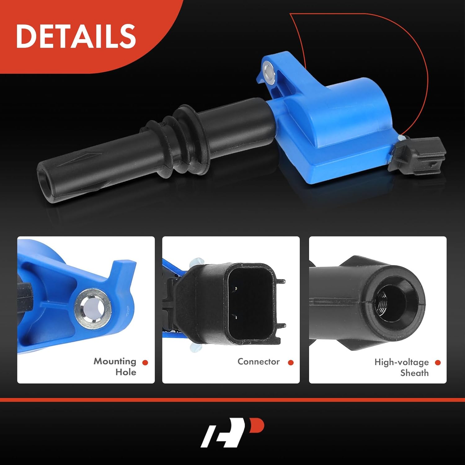 A-Premium (Blue) Engine Ignition Coil Pack Compatible with Ford F-150, F-250 F-350 Super Duty, Explorer, Mustang, Expedition & Lincoln Navigator, Mark LT & Mercury Mountaineer, 4.6L 5.4L, 8-PC Set