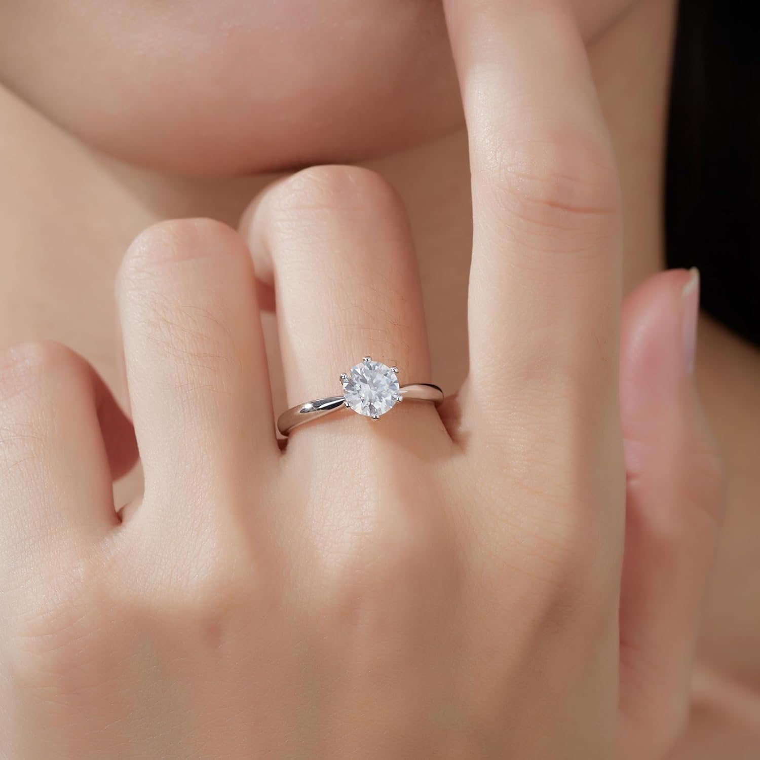 Ladies Ring-Moissanite Diamond Ring -with GRA Certificate, 925 Sterling Silver,D Color and VVS1 Clarity Grade, Plasma Cutting Craftsmanship, Suitable for Parties/Travel/Weddings/Birthd