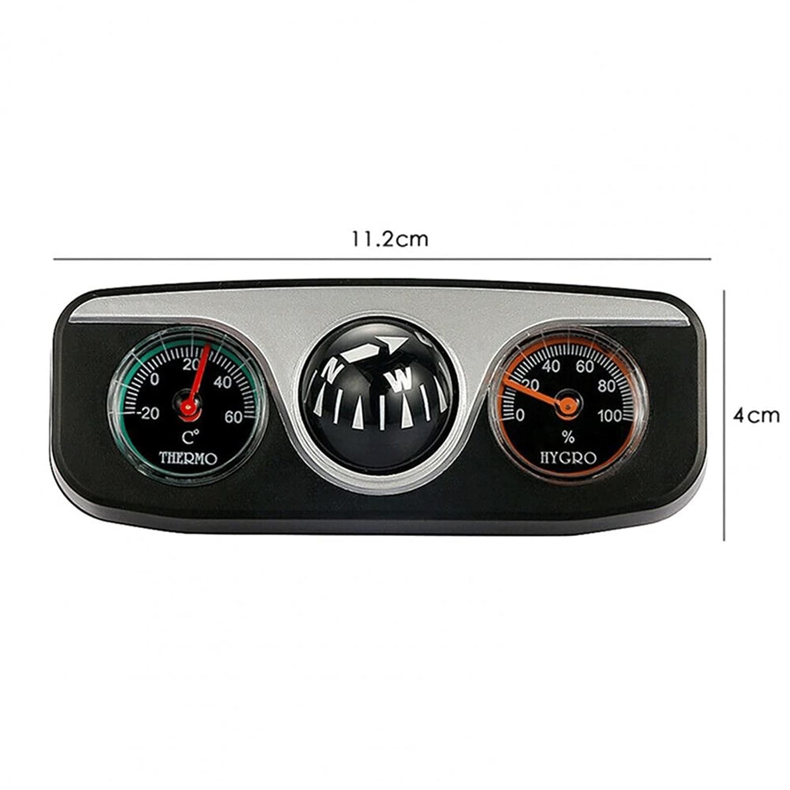 JINGYAN Kompasy 11.2cm 3 w 1 samochodowym pojeździe Dashboard Thermometr Higrometr Compass Navigation Nawigacja Kulka Camping Piesze wycieczki