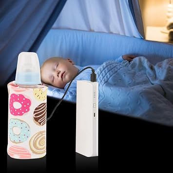 Baby Bottle Keep Warm Cover,Baby Bottle Bags Portable,USB Milk Heat Keeper,Warm Keeper Multifunction Coffee Tea Mug Beverage,Warming Bag for Indoor, Outdoor, Traveling, Driving (Doughnut)