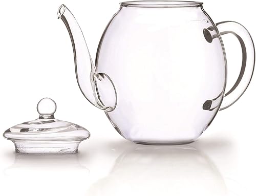 Miniatura 6 de Creano Tetera de vidrio de 17 oz (16.9 fl oz), con tapa de vidrio, ideal para preparar teteras o bolsitas de té, sin goteo