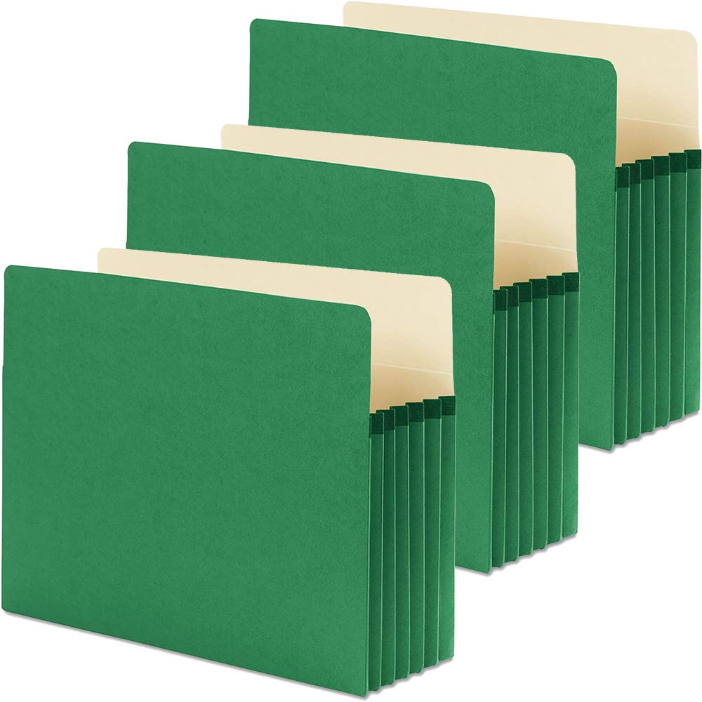 5 1/4 "color archivo bolsillo expansión, recto Tab, carta, verde [Set de 3]
