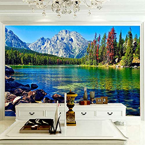 Poster geant mural paysage de foret lac decoration chambre coucher