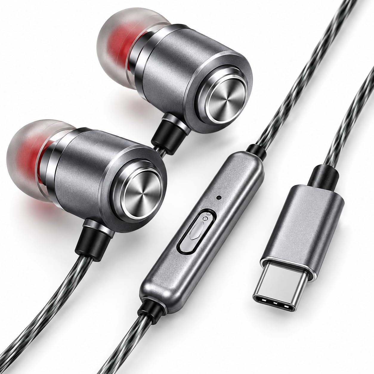 Compatible with Morbi M9 Type-C Wired Earphones with Hi-Fi Stereo | Noise Isolation, In-Line Microphone, Braided Cable, Metal Earbuds, USB Type-C-image-40