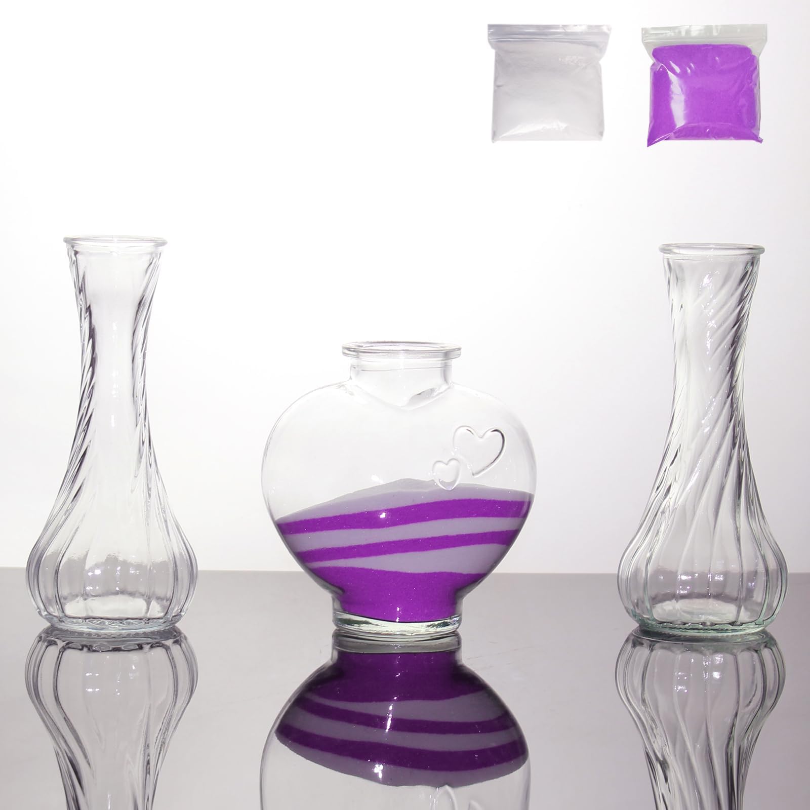 Sand Ceremony Kit for Wedding - Unity Wedding Sand Ceremony Set Symbolizing Union of Hopes, Dreams, and Values - Heart & Spiral Shape - Multi-use (Purple and White Sand Included)…