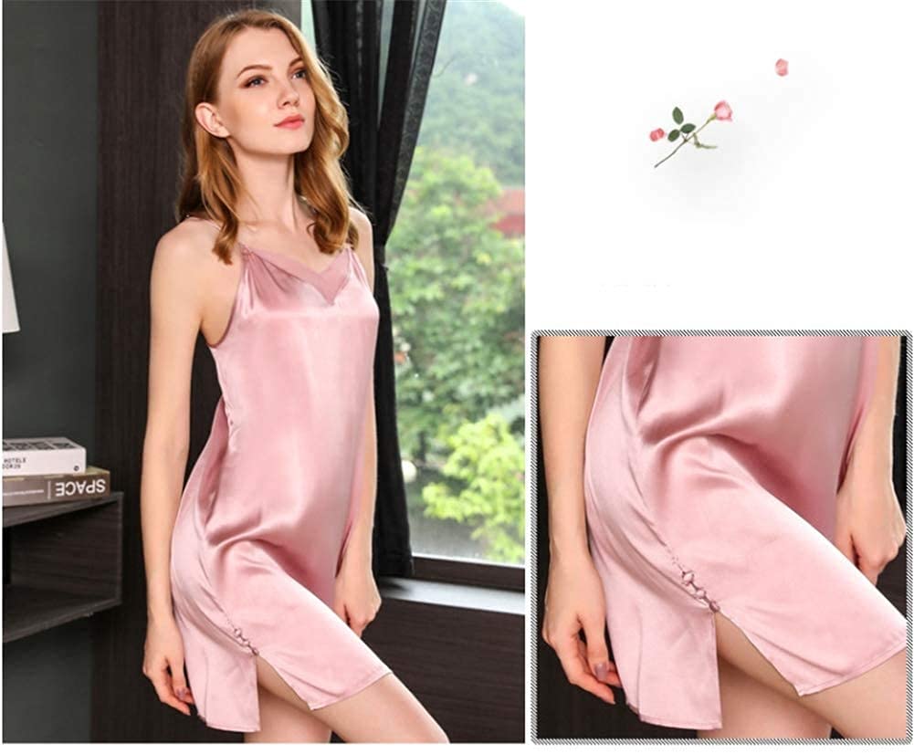 Damska koszula nocna Bielizna z czystego jedwabiu Koronkowa dekolt w szpic Negligee Strappy Koszula nocna Koszule nocne Koszulka Bielizna nocna