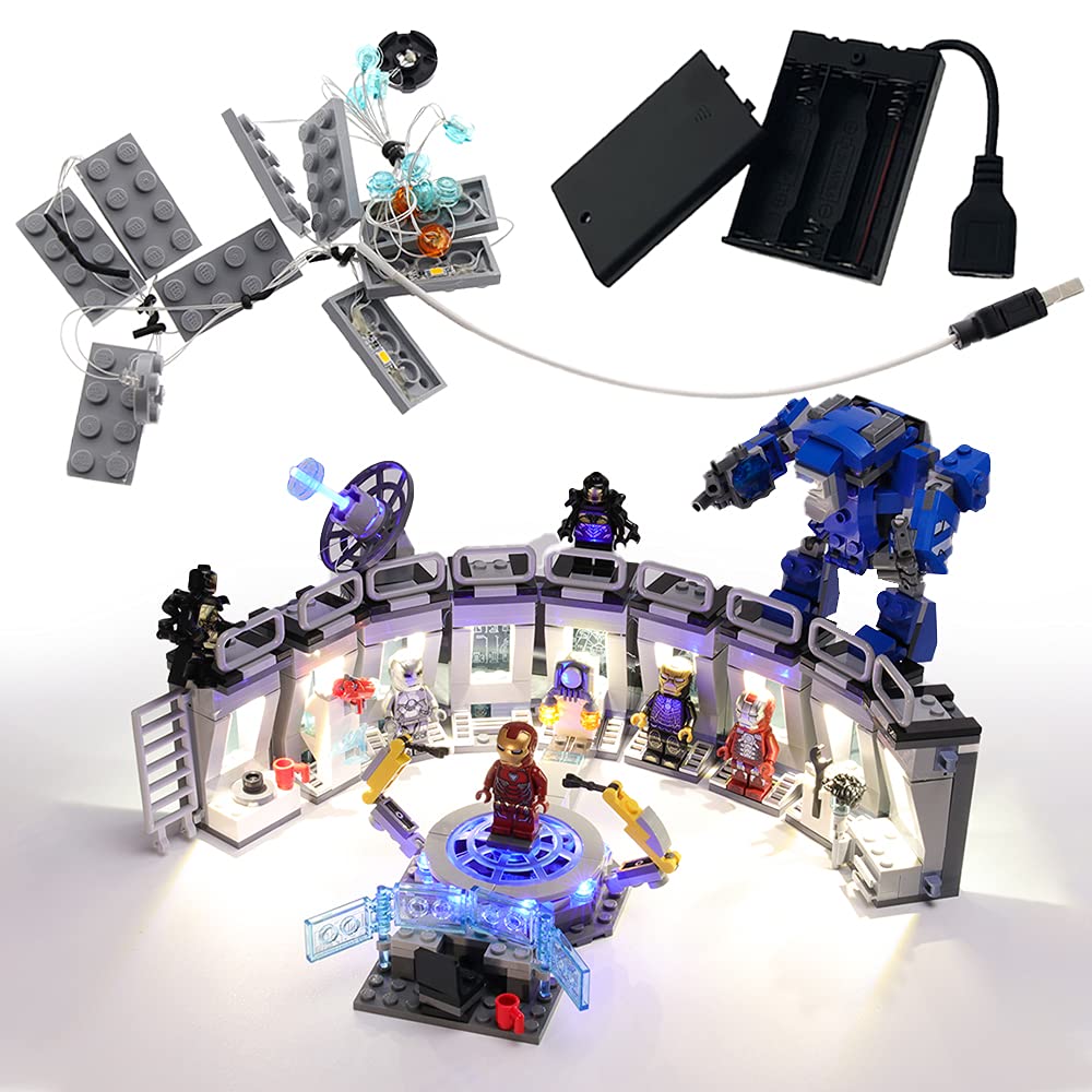 GEAMENT LED Light Kit for Iron Man Hall of Armor Compatible with Lego 76125 Building Blocks Model (Model Set Not Included)