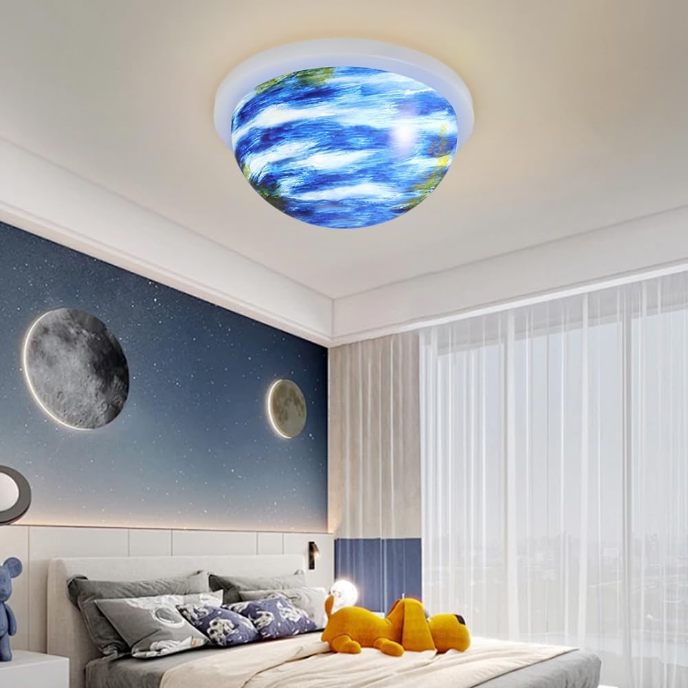 Lampa sufitowa Oprawa oświetleniowa do pokoju sypialnego Lampa sufitowa Led Półkolisty wzór Żyrandol sufitowy do sypialni Rtęć Akryl Niebieski dla dziewczynki Przedszkole / 40 cm