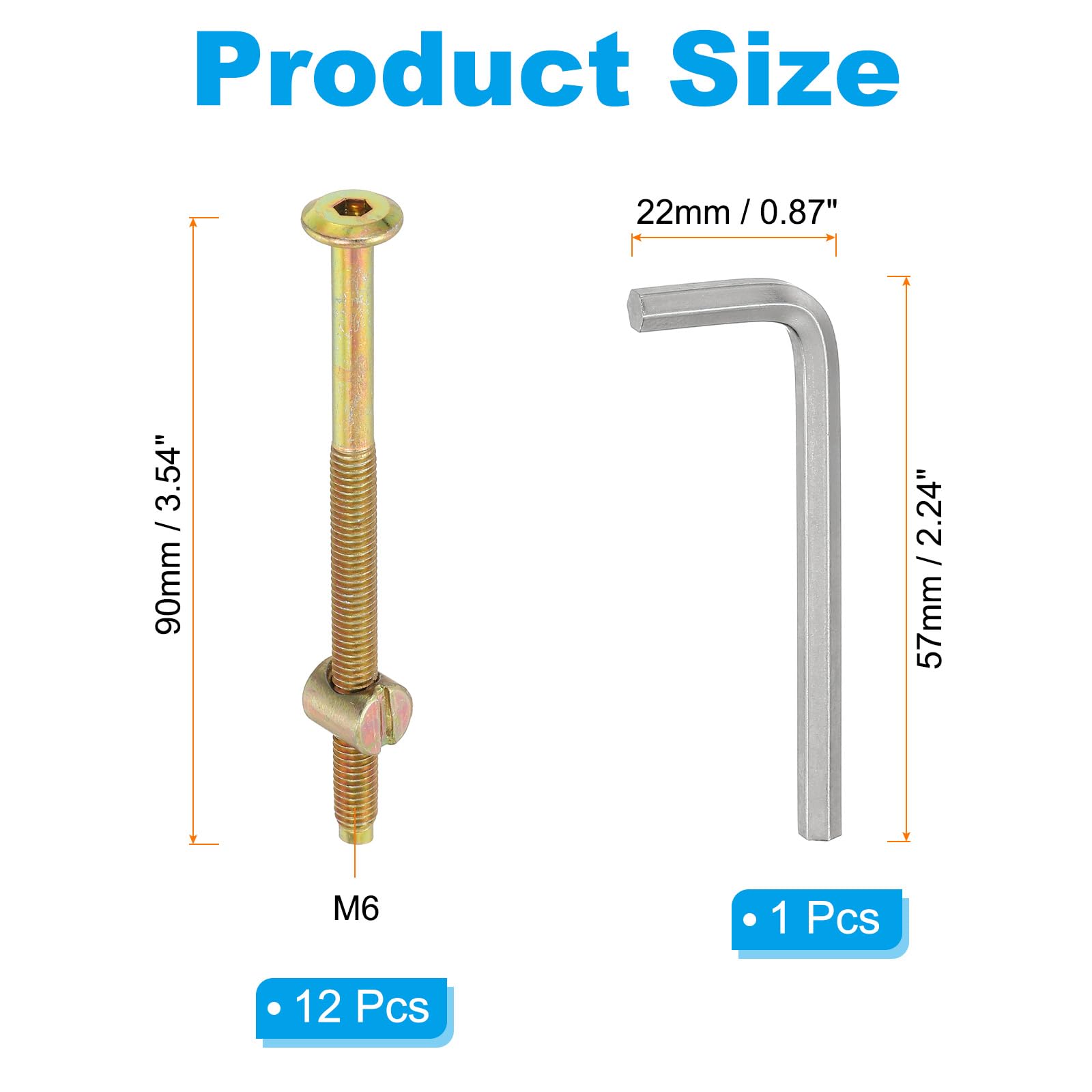 PATIKIL M6 x 90mm Bunk Bed Bolts - Image 2