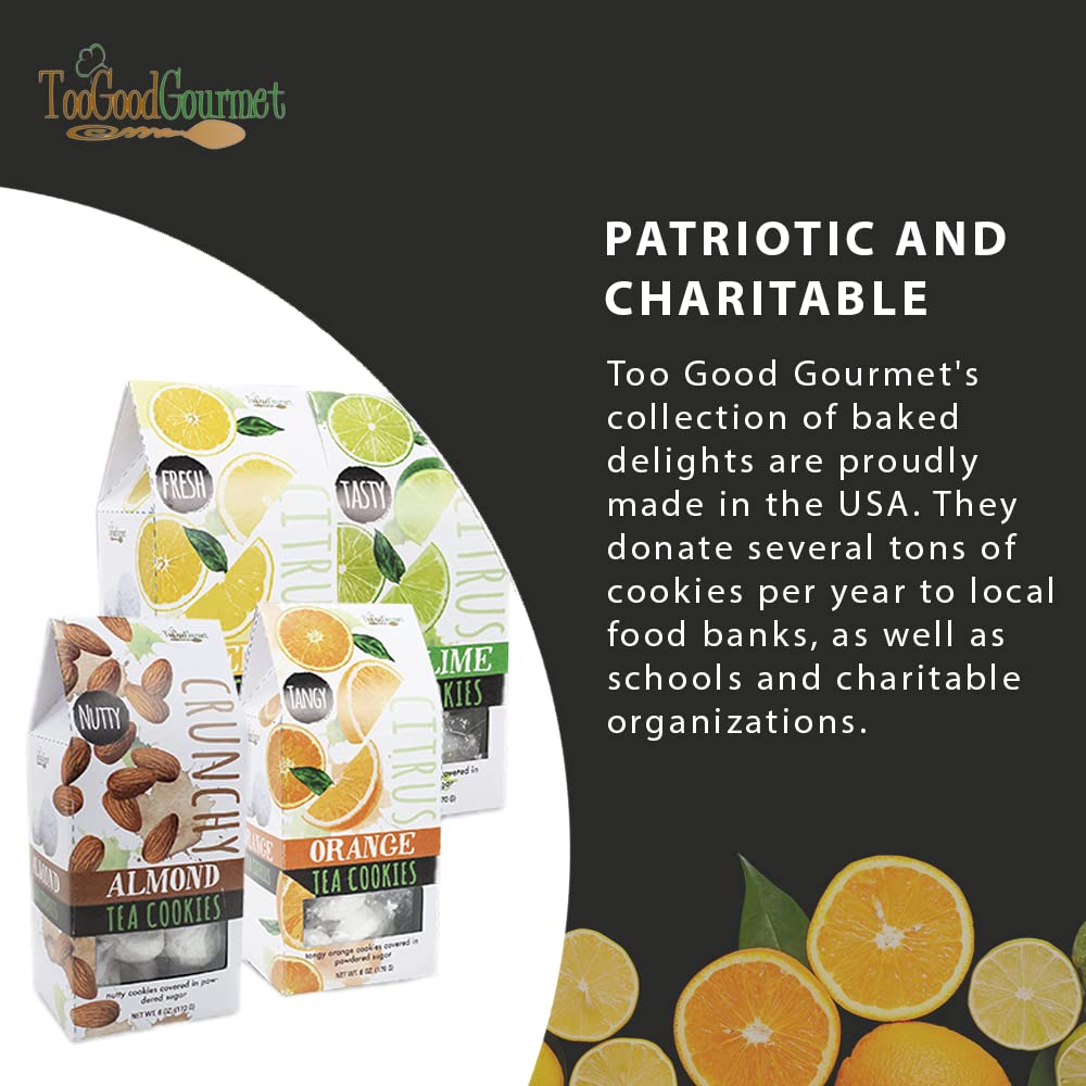 Too Good Gourmet 6 Pack of Almond Tea Cookies | Soft Baked to Perfection | Powder Sugar Topping | Great Gift