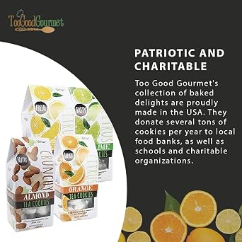 Too Good Gourmet 6 Pack of Almond Tea Cookies | Soft Baked to Perfection | Powder Sugar Topping | Great Gift