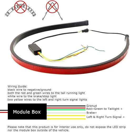 Miniatura 2 de iJDMTOY Tira de luz LED de 3 freno flexible para parabrisas trasero de 36 pulgadas con función de señal de giro secuencial, al igual que A7, serie