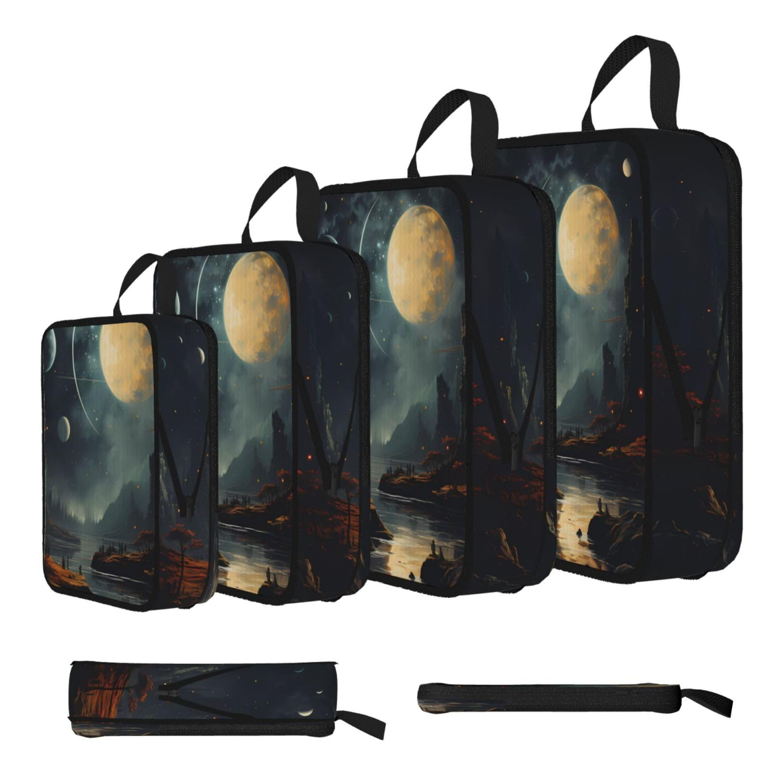 Moon Stars and Planets Compression Packing Cubes 4 Piece Set