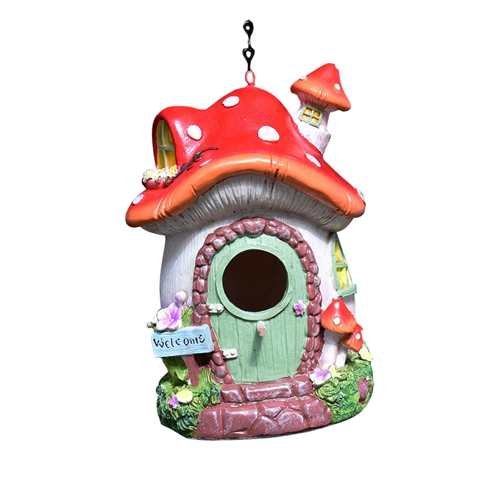 F Fityle Casa Colgante para pájaros, Refugio para pájaros al Libre, casa de Resina con Forma de, decoración para jardín, de pájaros Decorativa para