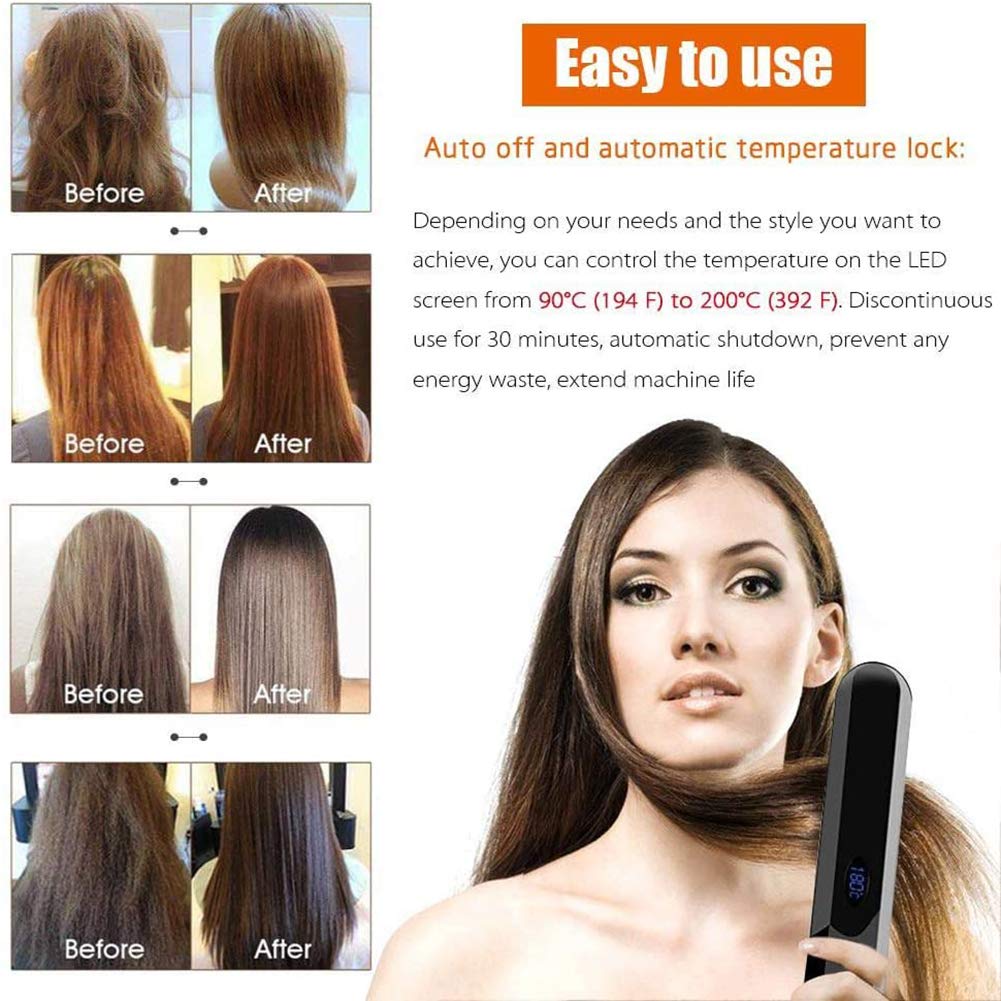 CheungLee Pettine elettrico per uomo donna, capelli e barba, pettine lisciante per uomo donna, con schermo LCD e funzione di spegnimento automatico, ricarica tramite porta USB (bianco)