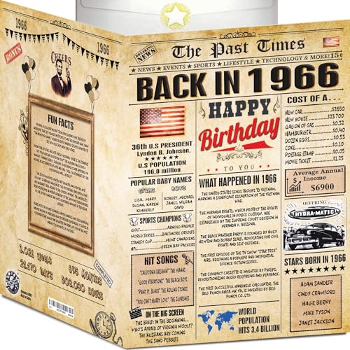 58th Birthday Cards for Men & Women - Back In 1966 Newspaper - A4 Bday Card + Envelope - Gift Large HAPPY BIRTHDAY Decorations for Her Him Vintage Funny card for Wife Husband Grandparents Anniversary 58th Birthday Cards for Men & Women - Back In 1966 Newspaper - A4 Bday Card + Envelope - Gift Large HAPPY BIRTHDAY Decorations for Her Him Vintage Funny card for Wife Husband Grandparents Anniversary