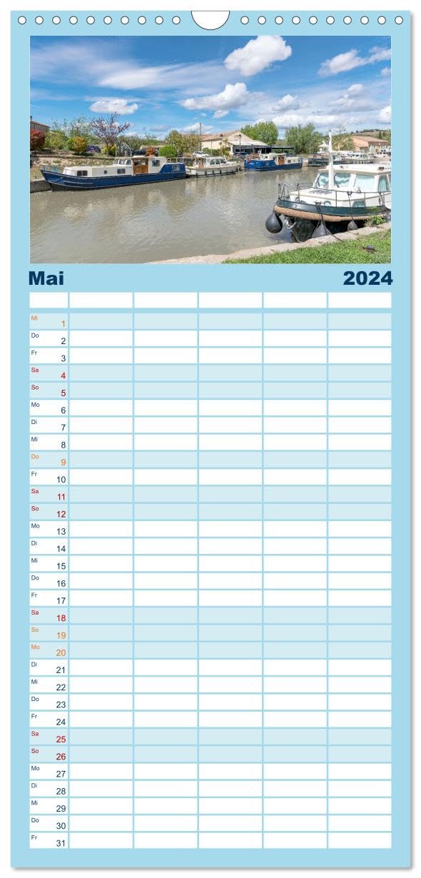 Familienplaner 2024 - Der Königliche Kanal. Die Wasserstraße im Languedoc mit 5 Spalten (Wandkalender, 21 x 45 cm) CALVENDO: Der ca. 300 Jahre alte ... ein Wunderwerk der Technik. (CALVENDO Natur)