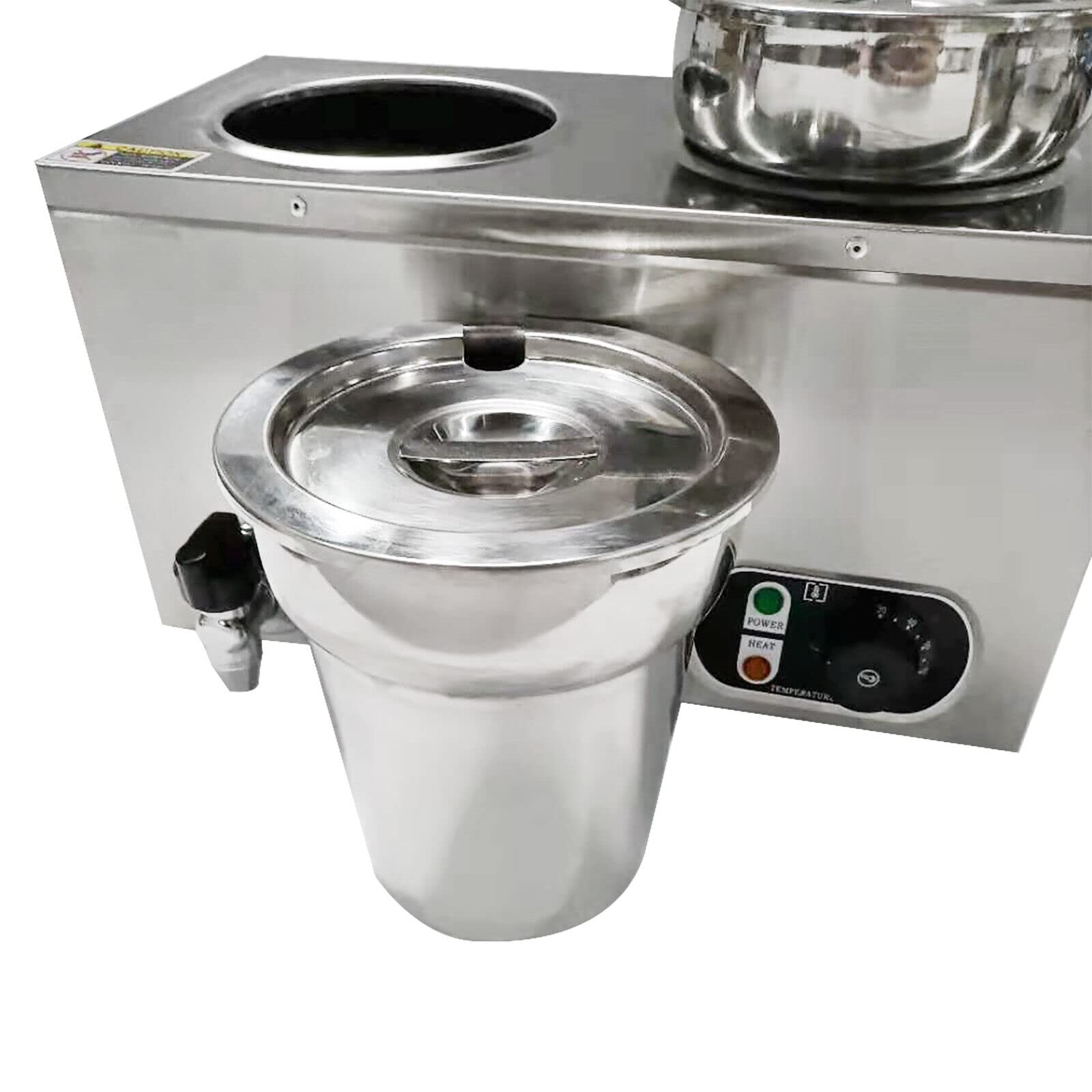 Scaldavivande da 8 l, in acciaio inox, con controllo della temperatura, per catering e ristoranti, 1200 W, include 2 pentole con coperchio