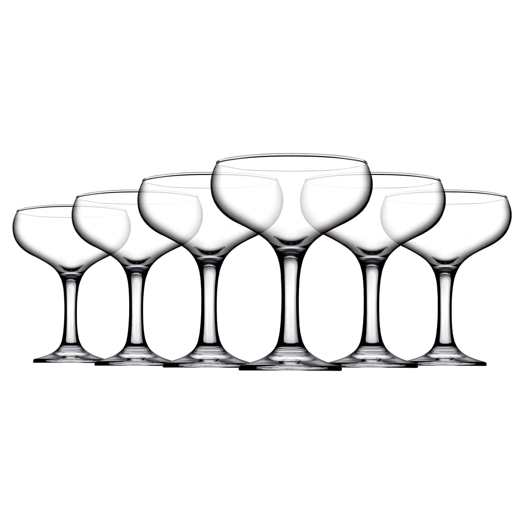 6X Bistro Model Glass Champagne Cups, 27Cl, Transparent