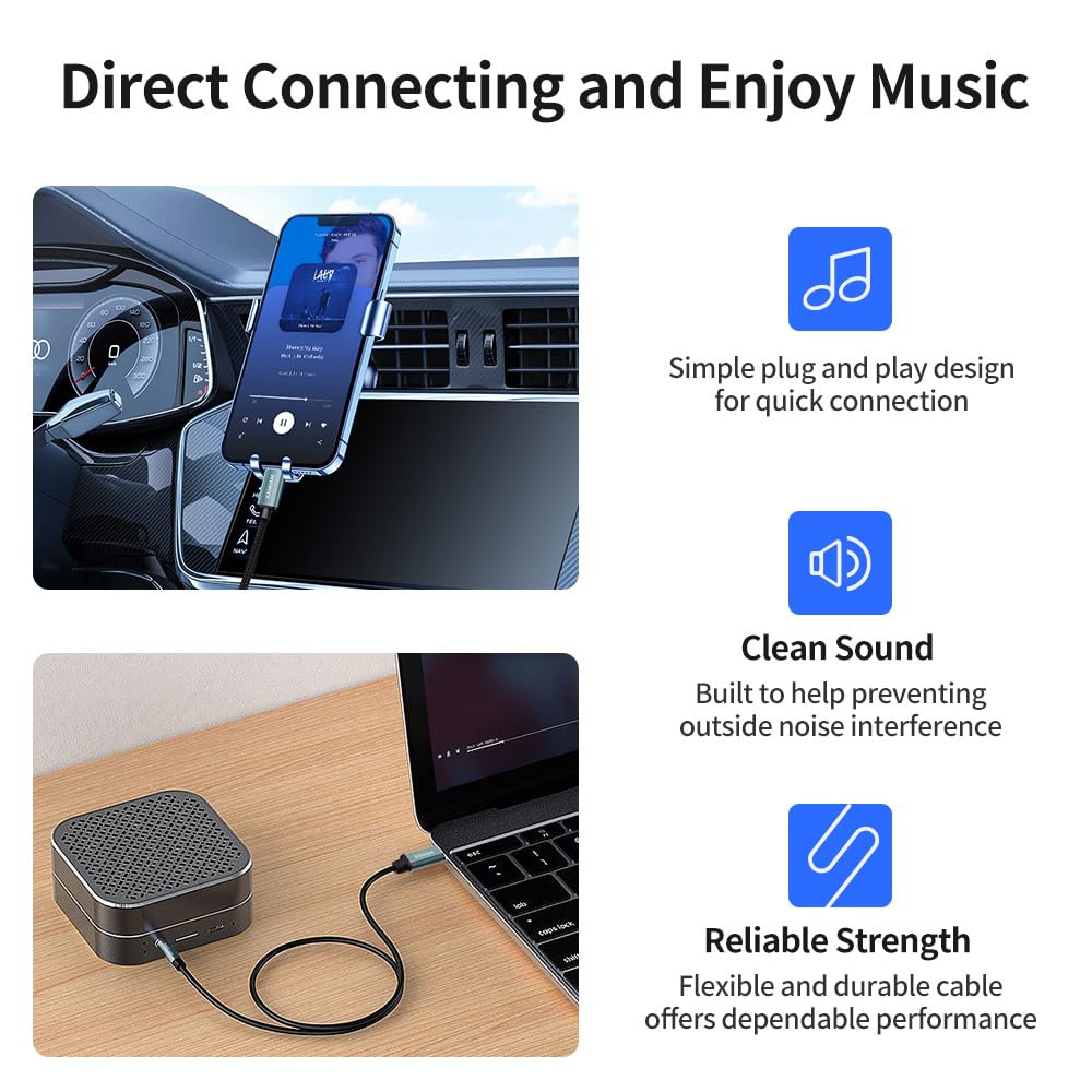 Cavo adattatore da USB tipo C a jack AUX da 3,5 mm da USB C a cavo stereo da 3,5 mm per cuffie maschio a maschio, compatibile con iPhone 15 Plus/15 Pro Max, Galaxy S24 S23 S22 S21 Ultra, Pixel,