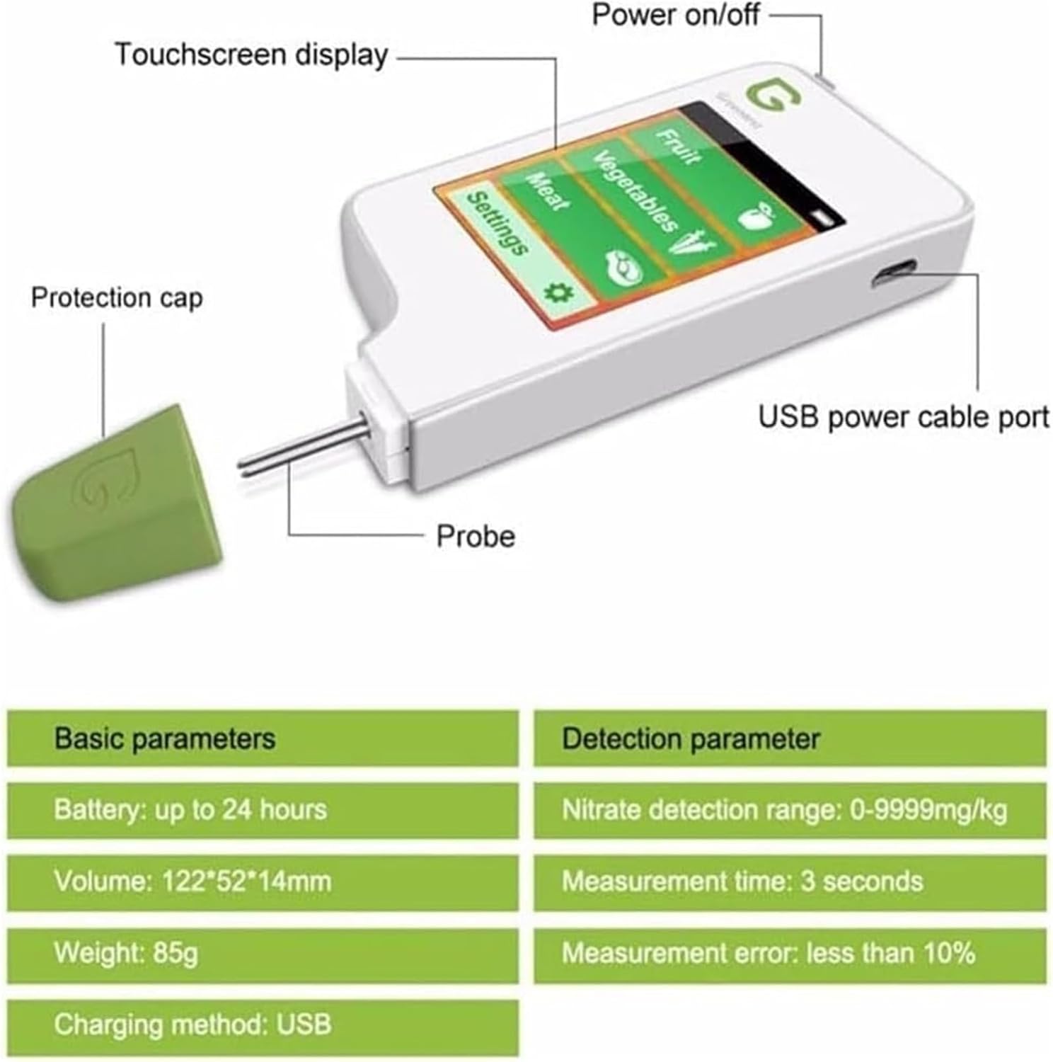 Fruit Pesticide Residue Tester， Accurate and Reliable Test, Fruit/Vegetable/Meat/Water Quality Radiometer for Food Testing， Detection Range: 0-9999mg/kg