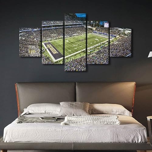Vista 254 de Cuadros de estadios deportivos de fútbol americano de Minnesota, cuadros de vikingos, 5 paneles, lienzo para pared, arte de pared del estadio