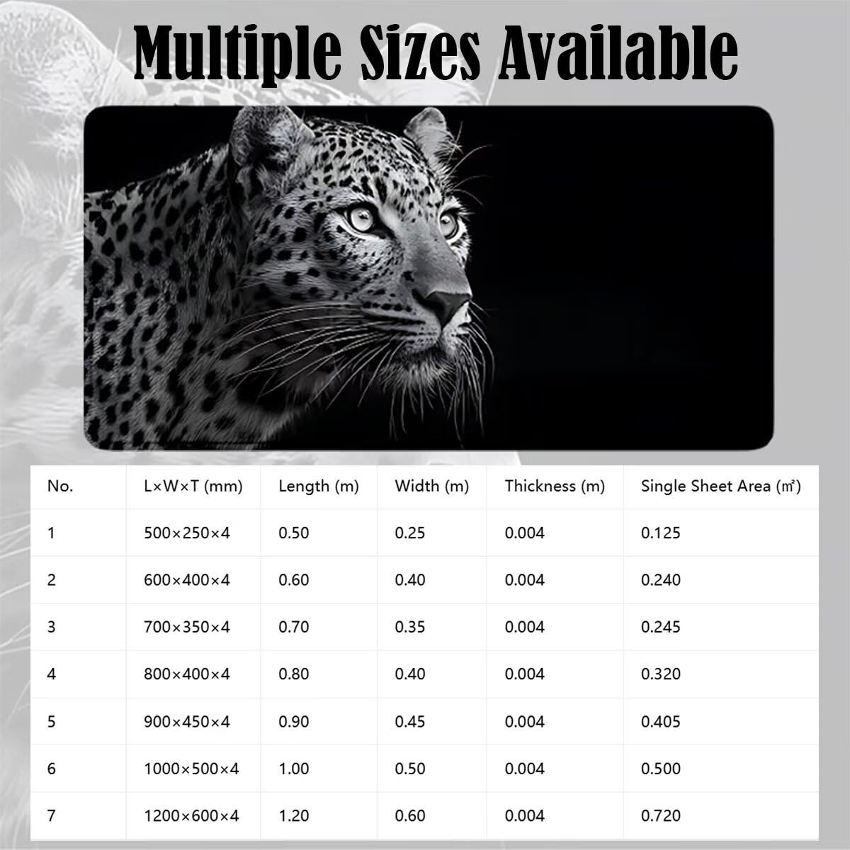 Tappetino Mouse Gaming XXL, Mousepad 1200x600x4mm nero zebra 0x0-223 | Tappetino Scrivania con Base in Gomma Antiscivolo Bordi Cuciti per Computer, PC, Migliora la Precisione e la Velocità