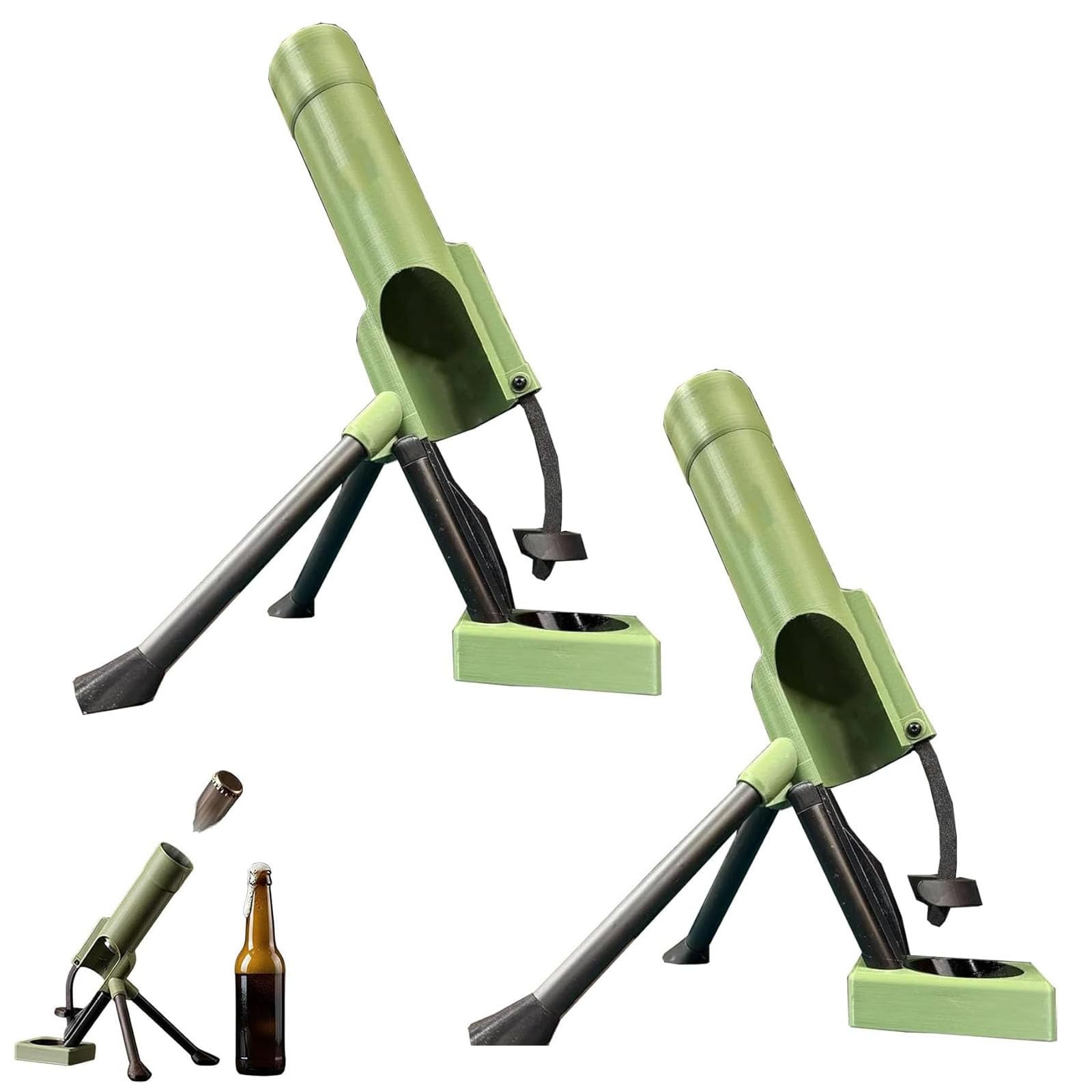 Bierflaschenöffner im Mörser-Design, 51-mm-Kronkorken-Werfer, automatisches Push-Down-Design für freihändige Bedienung, Bierflaschenöffner im „Mortar-Style“ – ideal für Hausbar & Partys (2*A)