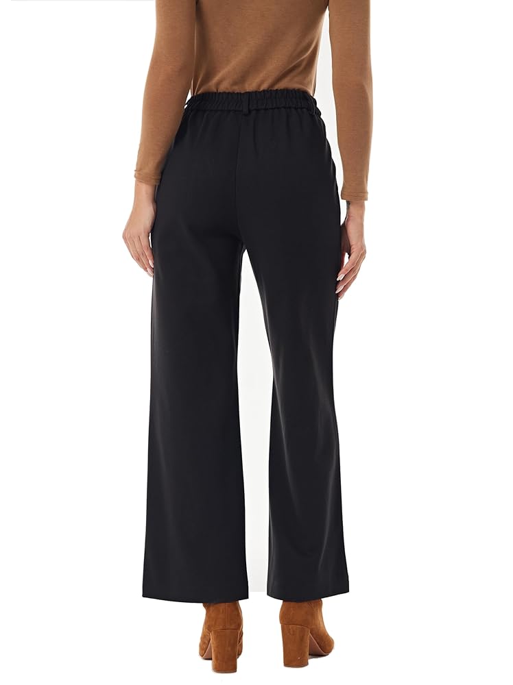 Fakanhui Women's Wool Blend Dress Pants Winter Warm Wide Leg