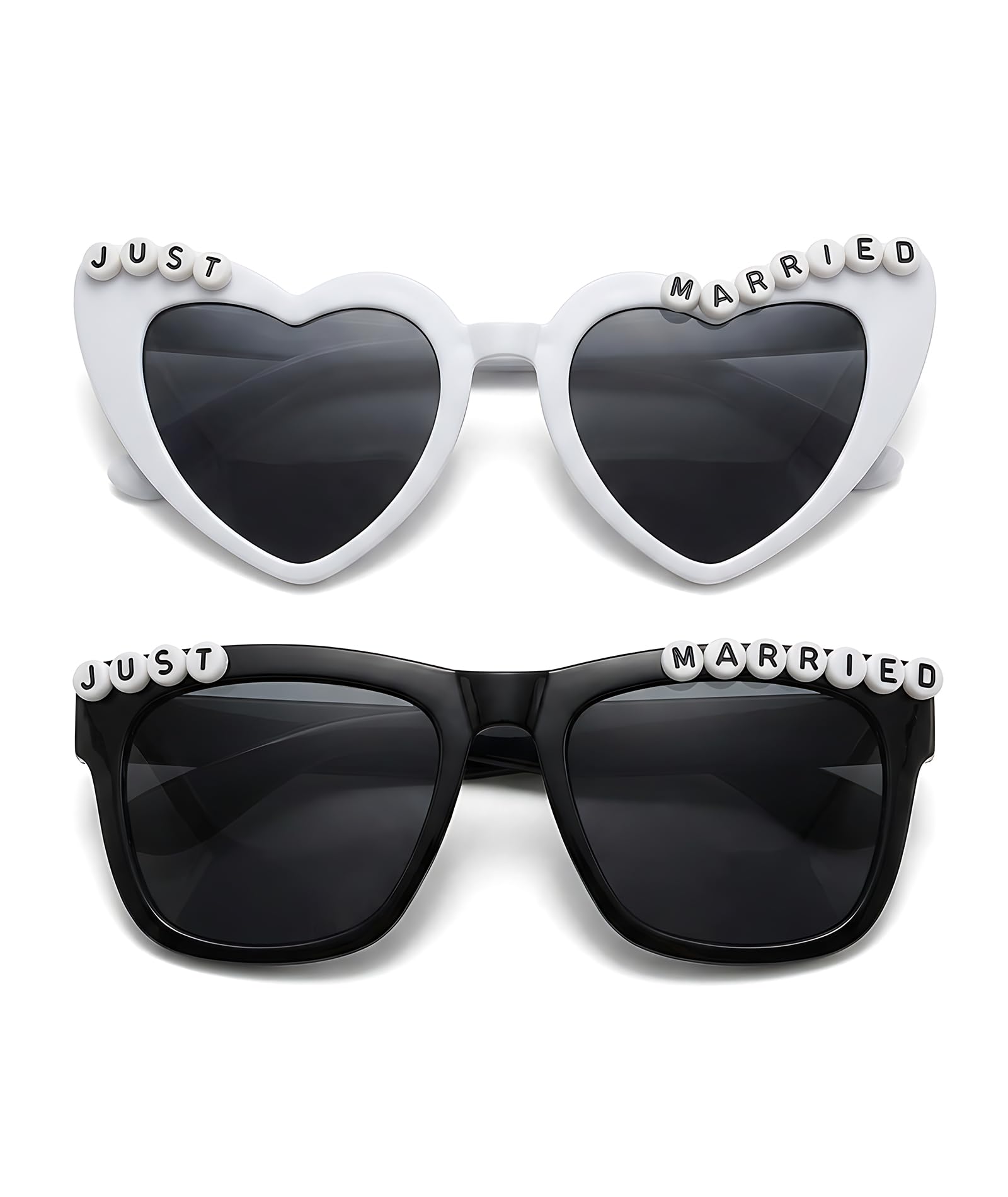 2 PCS Sunglasses for Women, Stylish Heart Letter Sunglasses, Fashionable Sun Glasses for Outdoor Activities, Two Pairs in White and Black Colors, UV Protection Eyewear-image-30