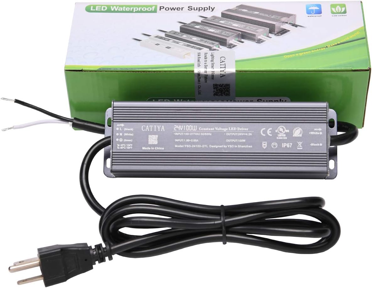CATIYA 24V 100W LED Driver Transformer, IP67 Waterproof Constant Voltage Power Supply for LED Landscape Lighting