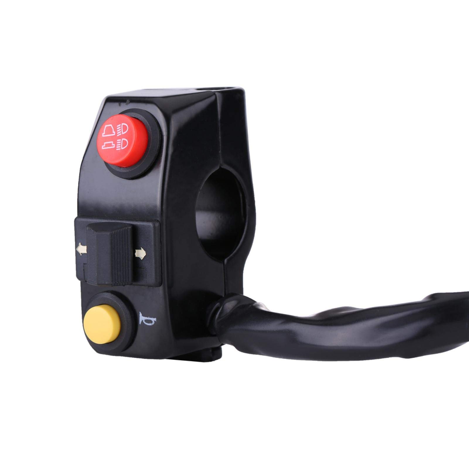 Qiilu 7/8" Interrupteurs de Montage de Guidon de Moto avec Clignotants de Klaxon Contrôle de Feux de Croisement haut(Noir)