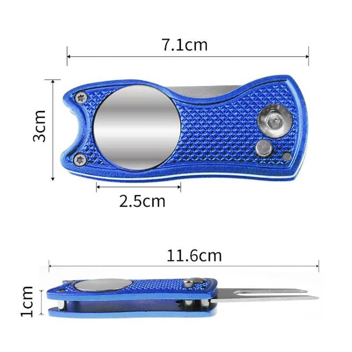 Kiuiom Golf Horquilla Arreglapiques Plegable 2PC Herramienta Reparación Divot Campo de Golf con Mosquetón