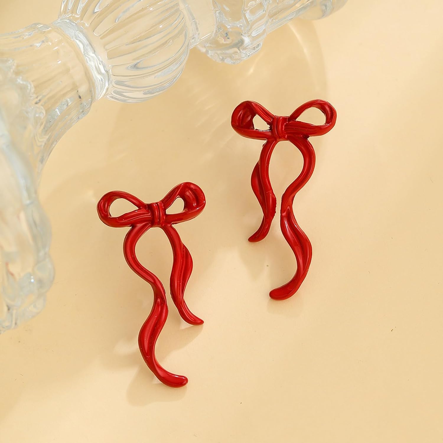 Christmas Bow Earrings for Women Long Bowknot Ribbon Statement Earrings Red Bow Stud Earrigns Christmas Jewelry Gift - Image 4