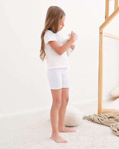 Miniatura 5 de Auranso Pantalones cortos de baile para niñas de color sólido transpirables (paquete de 6)