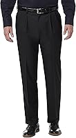 Haggar Men's Premium Comfort Classic Fit Pleated Dress Pants - Moisture Wicking, Expandable Waistband, Big & Tall Sizes