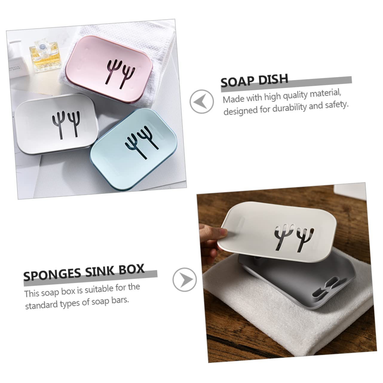 Beatifufu 3pcs Soap Box Set Soap Holder for Sink Anti-Fall Design Quick Drainage Easy to Clean and Store